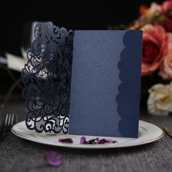 

greeting cards 20pcs blue love pattern invitation laser cut wedding card for party anniversary with inner sheets