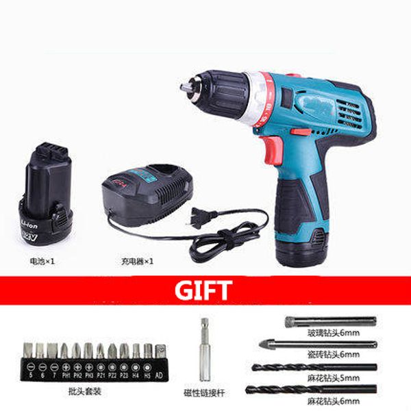 

12v mobile electric drill power tools electric screwdriver lithium battery cordless drill mini hand tools(with box&dills