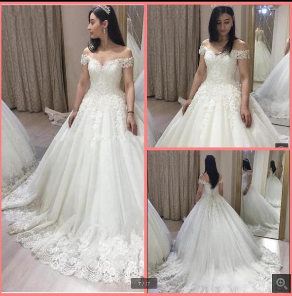 

платье de noiva бисер платья кружево платья тюля мяч wedding 2020 off плечо плюс размером опухших свадебных платьев свадебного платья платья, White