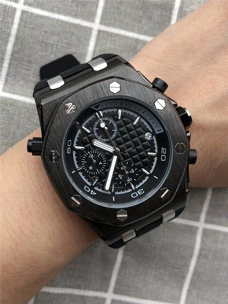 

часы хронограф спортивные полнофункциональный мужские автоматические календарь watch мужские кварцевые, Slivery;brown