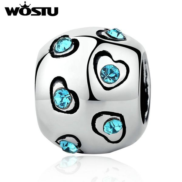 

wostu романтический синий любовь silver charm beads fit оригинальный wst браслет для женщин моды diy изготовление ювелирных изделий sdp5320, Blue;slivery