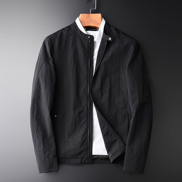 

stand collar male jacket spring and autumn luxury black solid color simple mens jackets and coats slim fit man jacket 4xl, Black;brown