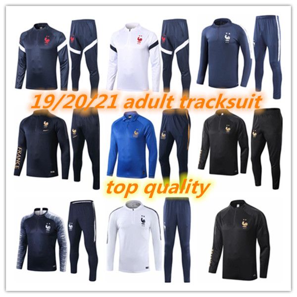 

19 20 21 2 stars french tracksuit mbappe griezmann survetement football jogging equipe de french 2019 2020 2021 soccer training suit, Black