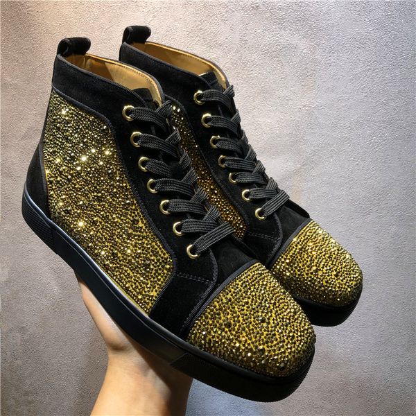 

2020 new red bottoms shoes for mens womens designer spike suede leather platform red bottom luxurycasual flat shoes, Black