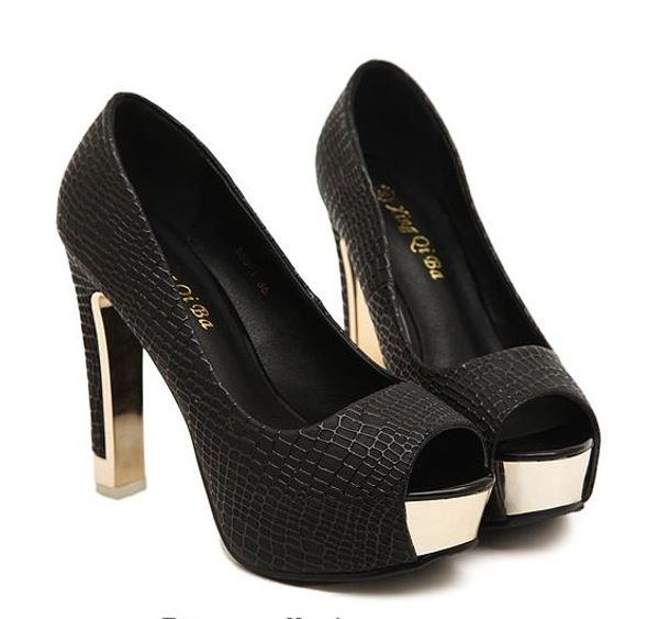 

elegant white ivory peep toe platform high heels pumps bride bridesmaid wedding shoes 12cm size 34 to 40, Black