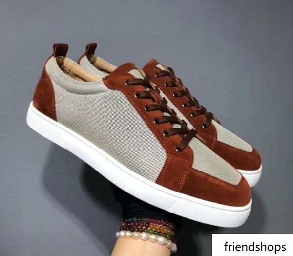 

designer red bottom spikes flat velours suede sneakers iron grey men trainers 100% real leather party shoes mn189603