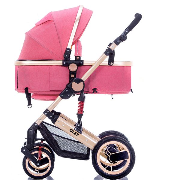 

adjustable lightweight luxury baby stroller 3 in 1 portable high landscape reversible stroller mom pink travel pram