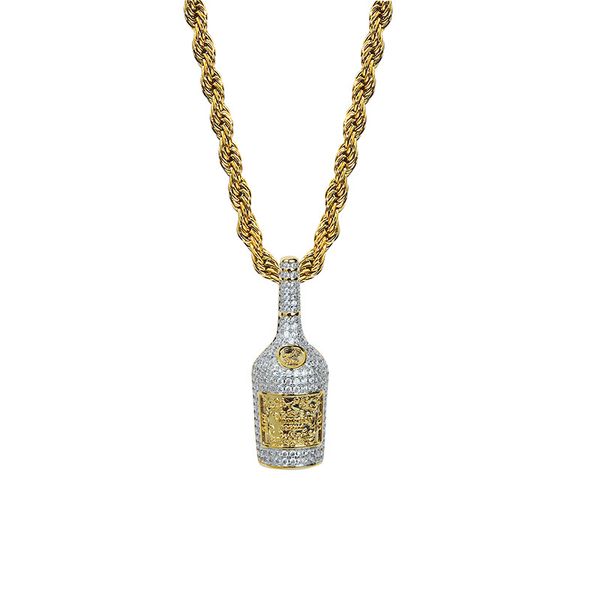 

personalized whiskey bottle pendant necklace hip hop men's 18k gold plated new style charm pendants jewelry, Silver