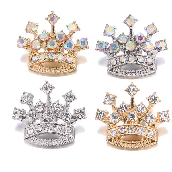 

6pcs/lot 2019 new snap jewelry crystal princess crown snap button jewelry with rhinestones for women fit necklace bracelet, Black