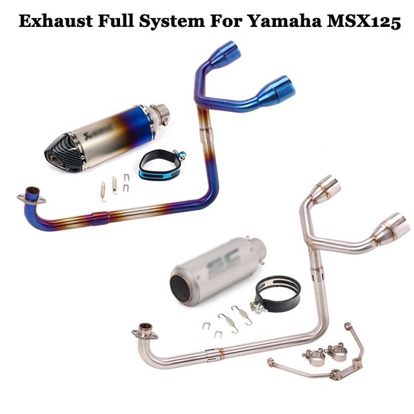 

slip on for yamaha msx125 msx 125 motorcycle exhaust full system escape moto double muffler modified with front middle link pipe