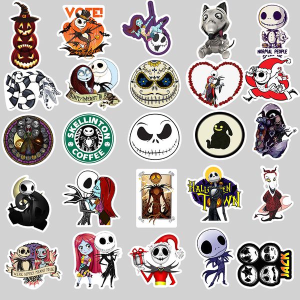 

50pcs хэллоуин наклейки scary черепа кошмар перед рождеством наклейки для багажа скейтборд laptop велосипедов diy scrapbooking
