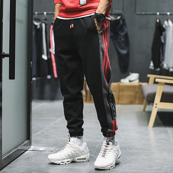 

autumn winter 2018 new harem pants trousers men's black loose sweatpants men casual trousers youth sportswear track pants tide