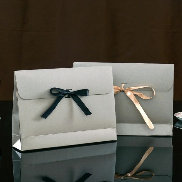 

29x21x7cm silver gray coffee envelope gift box paper pocket bag kerchief handkerchief silk scarf packing boxes 100pcs/llot