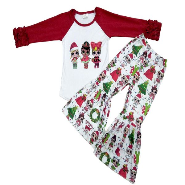 

xx girls long icing ruffle sleeves and pants set girl cartoon outfit, White