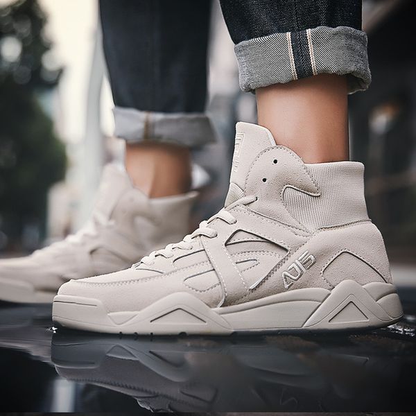 

2020 осень и зима новый мужской тренд носки с высоким верхом обувь ins мужская обувь хлопок обувь повседневная спортивная обувь 39-44, Black