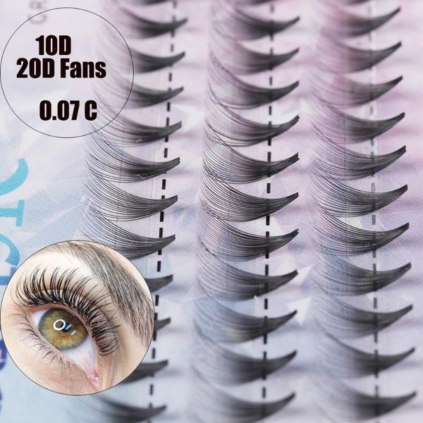 

10d 20d 0.07 premade volume fan false eyelashes c curl knotted individual eyelashes extension natural long semi-permanent e