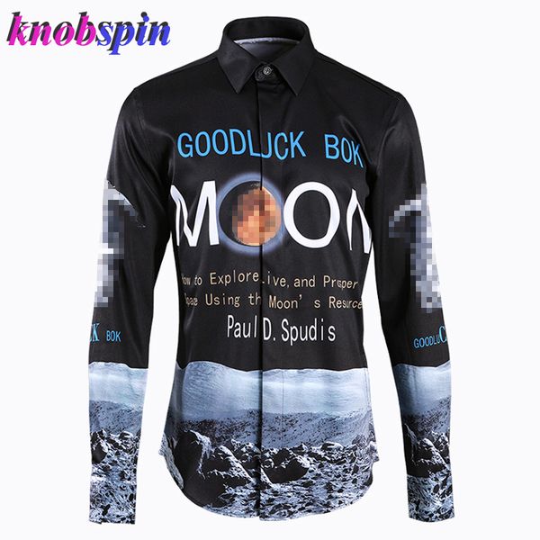 

brand designed shirt men 2019 new slim casual clothings male long sleeve printed shirts for men plus size casmias, White;black