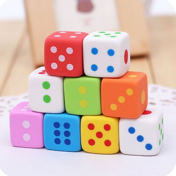 Dice Faved Erasers для детей 3D 3D Candy Color Dice Eceare резиновые ластичные игрушки школьные кабинеты