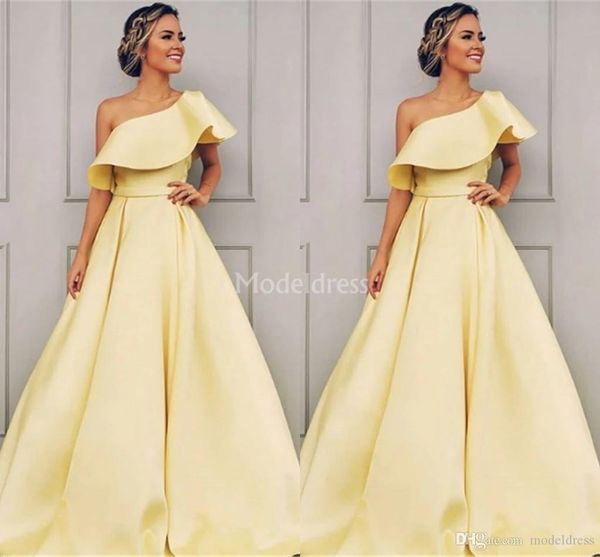 

plus size yellow a line evening dresses one shoulder sweep train formal party evening gowns special occasion dress vestidos de fiesta, Black;red
