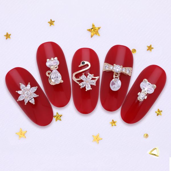 

shining nail rhinestones rivet studs crystal stones flat bottom 3d nail art decorations mixed pattern diy for uv gel, Silver;gold