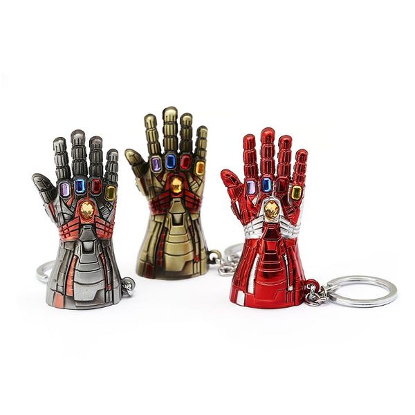 

4 endgame hulk infinity glove gauntlet keychain keyrings metal bruce banner fist pendant key chain movies jewelry, Silver