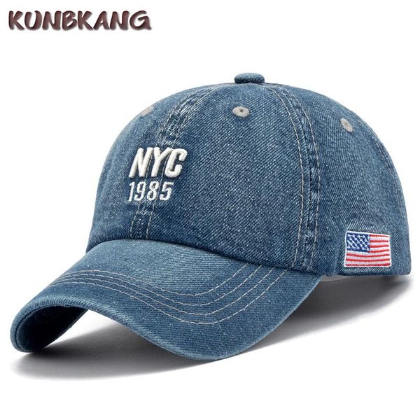 

новая марка nyc denim бейсболка мужчины женщины вышивка письмо джинсы snapback hat casquette летние виды спорта сша хип-хоп cap gorras strwt, Black;white