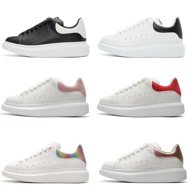 

luxury platform designer casual shoes genuine leather sneakers mens women trendy fashion white leather colorful laces shoes flat chaussures