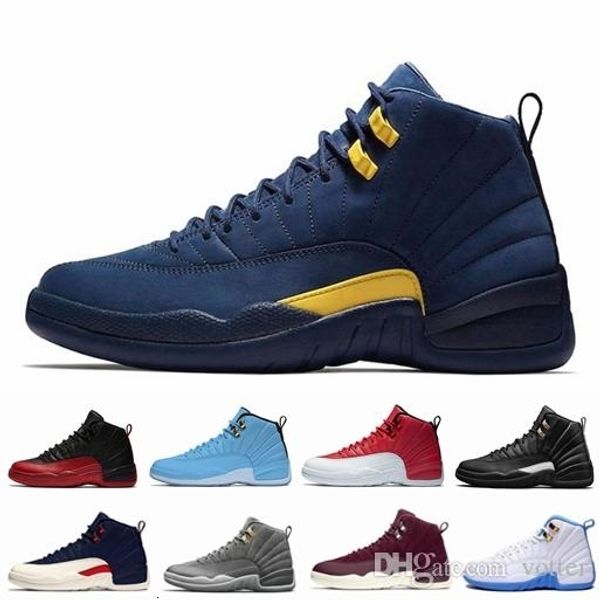 

mens 12 12s basketball shoes the master college navy michigan flu game playoffs french blue gym red trainers sports sneakers size 8-13