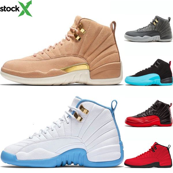 

men 12s university blue basketball shoe gym red vachetta dark grey the master flu game taxi o-black bulls unc bulls sports sneaker trainers