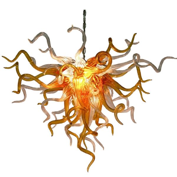 

restaurant hanging lightings amber lamps modern hand blown glass chandelier crystal light art deco led bulbs small 16 inches chain pendant l