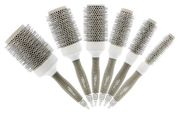 

6 size available hair ceramic brush alunimium tube ionic round hairbrush for hairstyling pro hairdressing brushes with tail pin, Silver