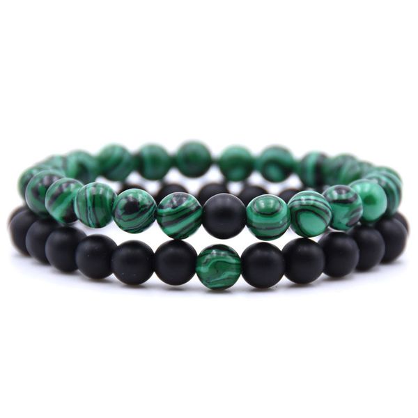 

wholesale 2pcs/set couples yoga bracelet classic natural stone white and black yin yang beaded mala bracelets for men women best, Golden;silver