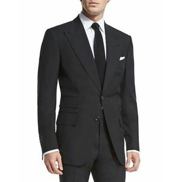 

black wool blend coat pants formal mens business wedding suits for groom tuxedo 2piece slim fit costume homme wide peaked lapel man blazer, Black;gray