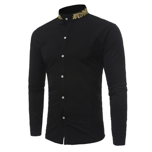 

new spring autumn shirt men long sleeve stand collar shirt men slim fit button formal occasion shirts, White;black