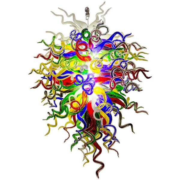 Муранская люстра светодиодный стеклянный подвесной свет Multi Color современный ручной вручную стеклянную люстра витражевая столовая столовая светильники современные огни