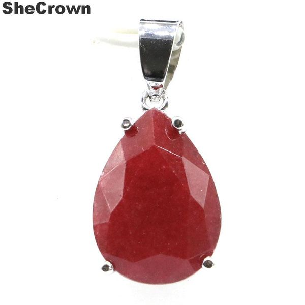 

35x13mm big drop shape gemstone 18x13mm real red ruby white cz gift for girls silver earrings pendant, Golden;silver