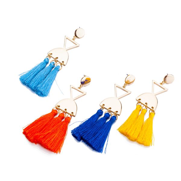 

bohemian ethnic tassel earrings for women retro geometry alloy drop earring statement handmade jewelry gift 2018 new, Silver