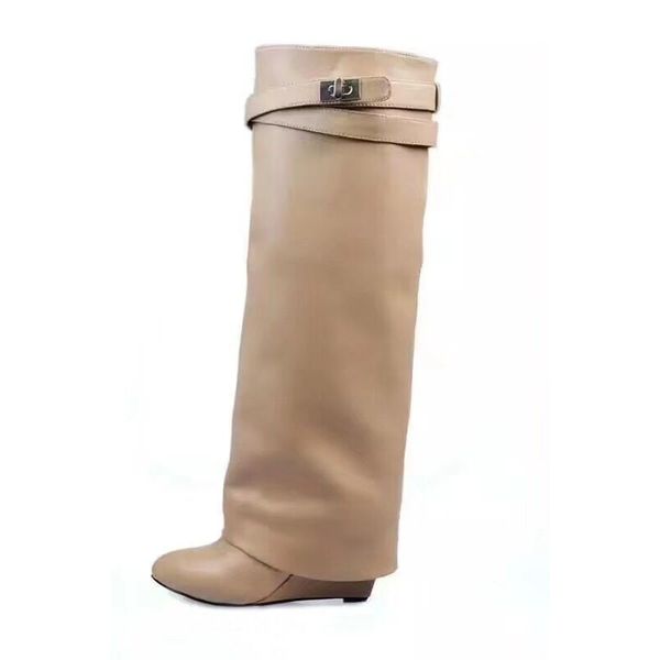 

2019autumn and winter new european and american women's boots leather boots with heel pointed leather double tube straight knight high, Black