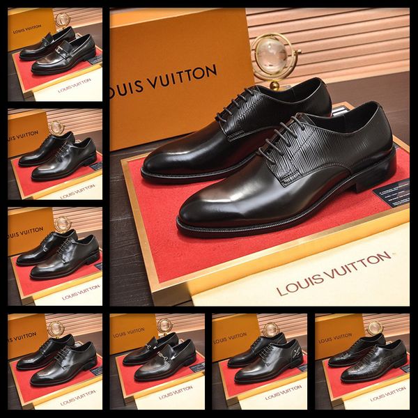 

18ss men dress shoes leather brown formal man wedding shoe elegant luxury suit shoes big size fashion party shoes pointed toe flats, Black