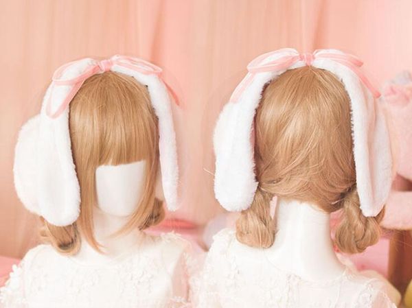 

cute girls chirstmas gift ears lolita earmuff lop ear winter earflap, Blue;gray