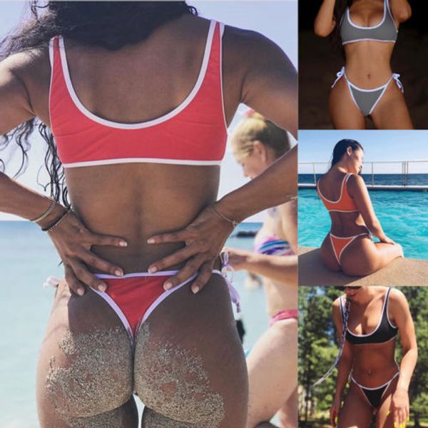 

US Sexy Women Swimwear Bandage Push-Up Bikini Set Brazilian Triangle Beachwear