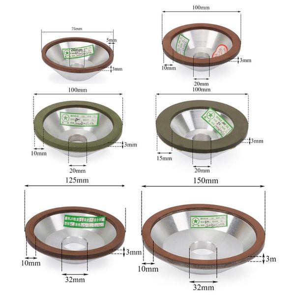 

75/100/125/150mm diamond grinding wheel resin bond circle sharpener grinder for carbide metal tungsten steel milling cutter 1pc