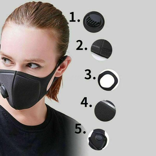 

dhl ship1000pc sponge filter face mask outdoor pm2.5 air pollution winter mouth reusable with breathing valve haze dust washed men w