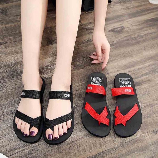 

summer women sandals non-slip flip flops sandals flat beach slippers shoes outdoor slip home indoor open toe flat shoes zapatoss, Black