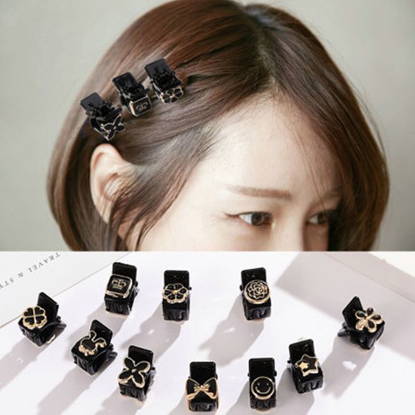 

5pcs fashion headwear flower bow hairpins small acrylic crab claw clip for women girls plastic claw clamp hair clips accessories, Slivery;white