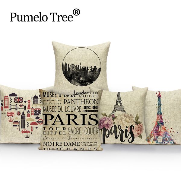 

scenic nordic cushion colorful decorative pillows dropshipping cushion cover letter tower linen cushions home decor pillow cover