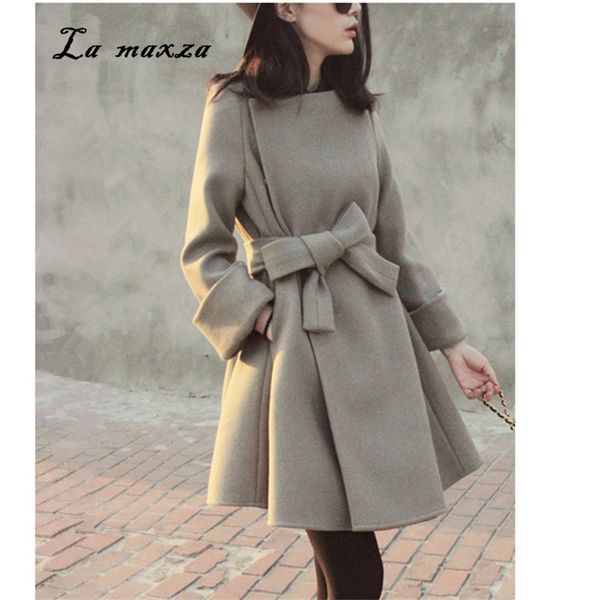 

woman coats winter 2018 elegant warm korean style fashion outwear long wool coat new arrivals, Black