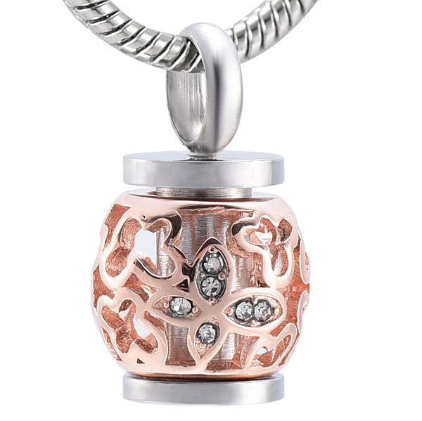 

lkj9959 rose gold tone memorial urn lantern pendant hold mini tube human/ animal ashes holder keepsake jewelry cremation locket, Silver