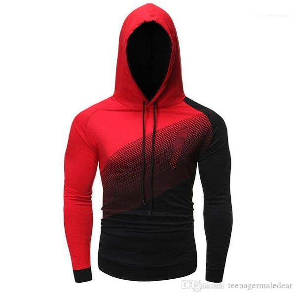 

long sleeved hooded pullover t shirts mens fashion tees mens designer t shirts gradient panelled autumn casual slim, White;black