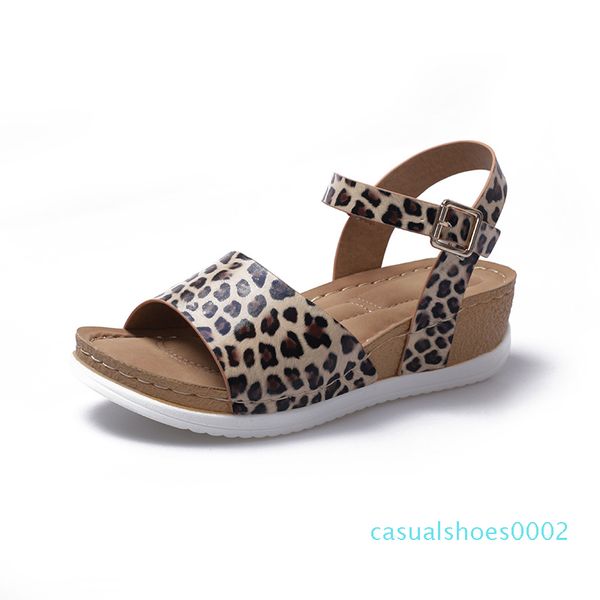 

2020 leopard womens wedge sandals espadrilles women sandals open toe flip flop chaussures femme platform shoes for women cc2, Black